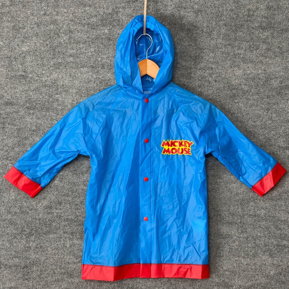 Disney Junior Mickey Mouse Blue Vinyl Hooded Raincoat Kids Small 67104
